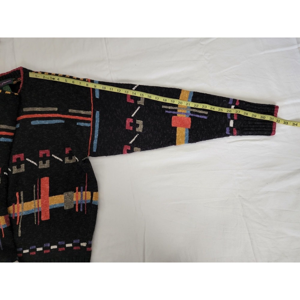 A.J. Tremont Unisex Vintage Silk Cotton Pullover Knit Sweater Black/Multi Large - Picture 7 of 8